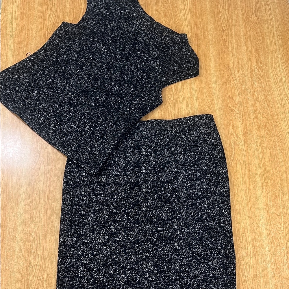 New York & Company Black and Gray Skirt Set